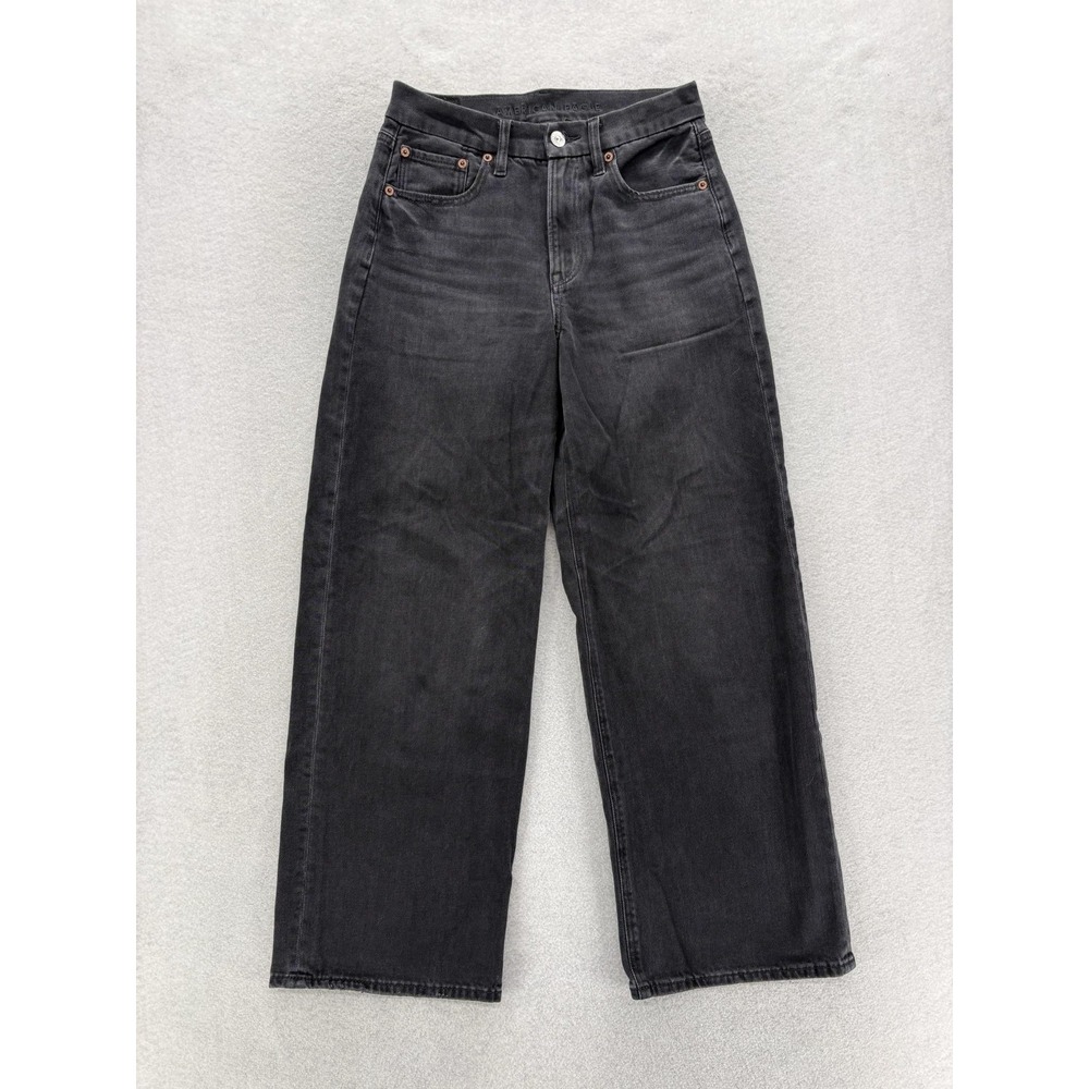 American Eagle Strigid Curvy Super High Rise Straight Jeans Womens 2 Short Gray
